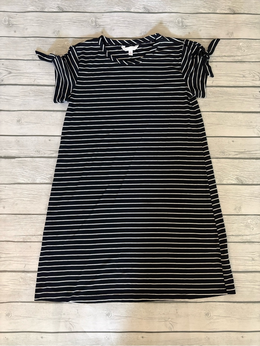 LC Lauren Conrad Black and White Striped Knit Tee Dress